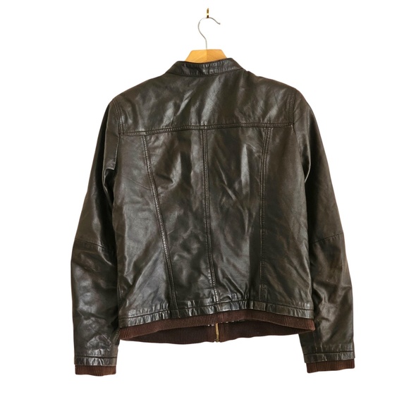 Promod women's leather vintage jacket in black - Picture 3 of 6